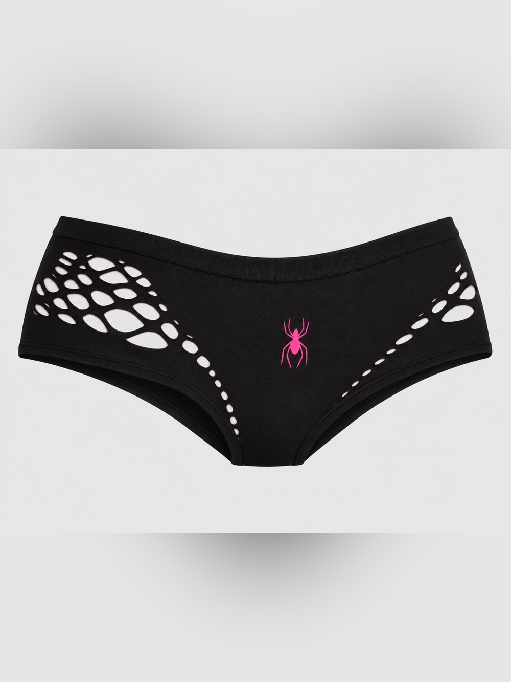 NWT (M) VS PINK Halloween Black Cutout Hipster Panty with Pink Spider